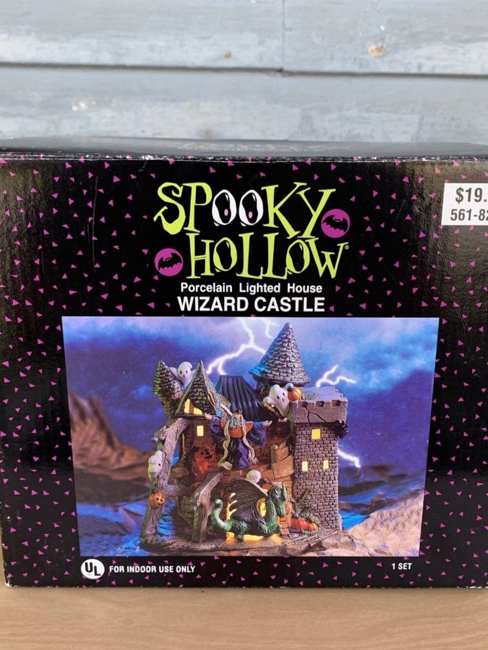 2001 SPOOKY HOLLOW WZARD CASTLE LIGHTED HALLOWEEN HOUSE - PORCELAIN -HTF EUC